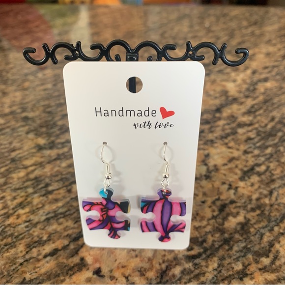 Handmade puzzle earrings - Picture 2 of 11